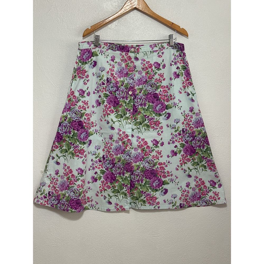 VTG Easter Spring Skirt 1X Purple Floral Coquette Cottagecore Soft Girl Tradwife